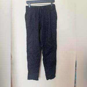 100% linen H&M Black Drawstring women’s straight Pants casual coastal grandma